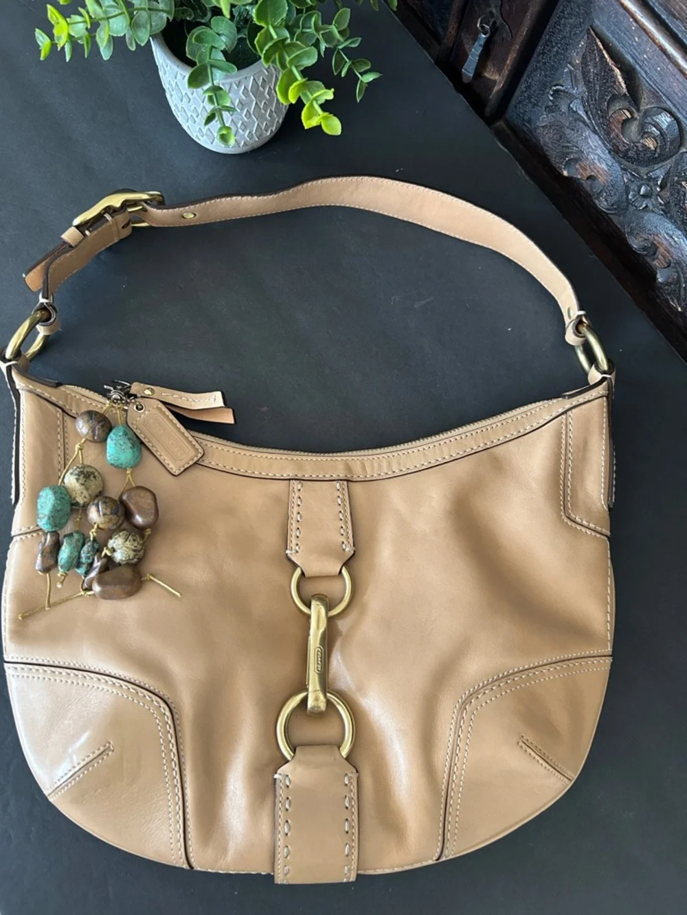 Y2K Vintage COACH Beige Hampton Soho Baguette Hobo Shoulder Bag